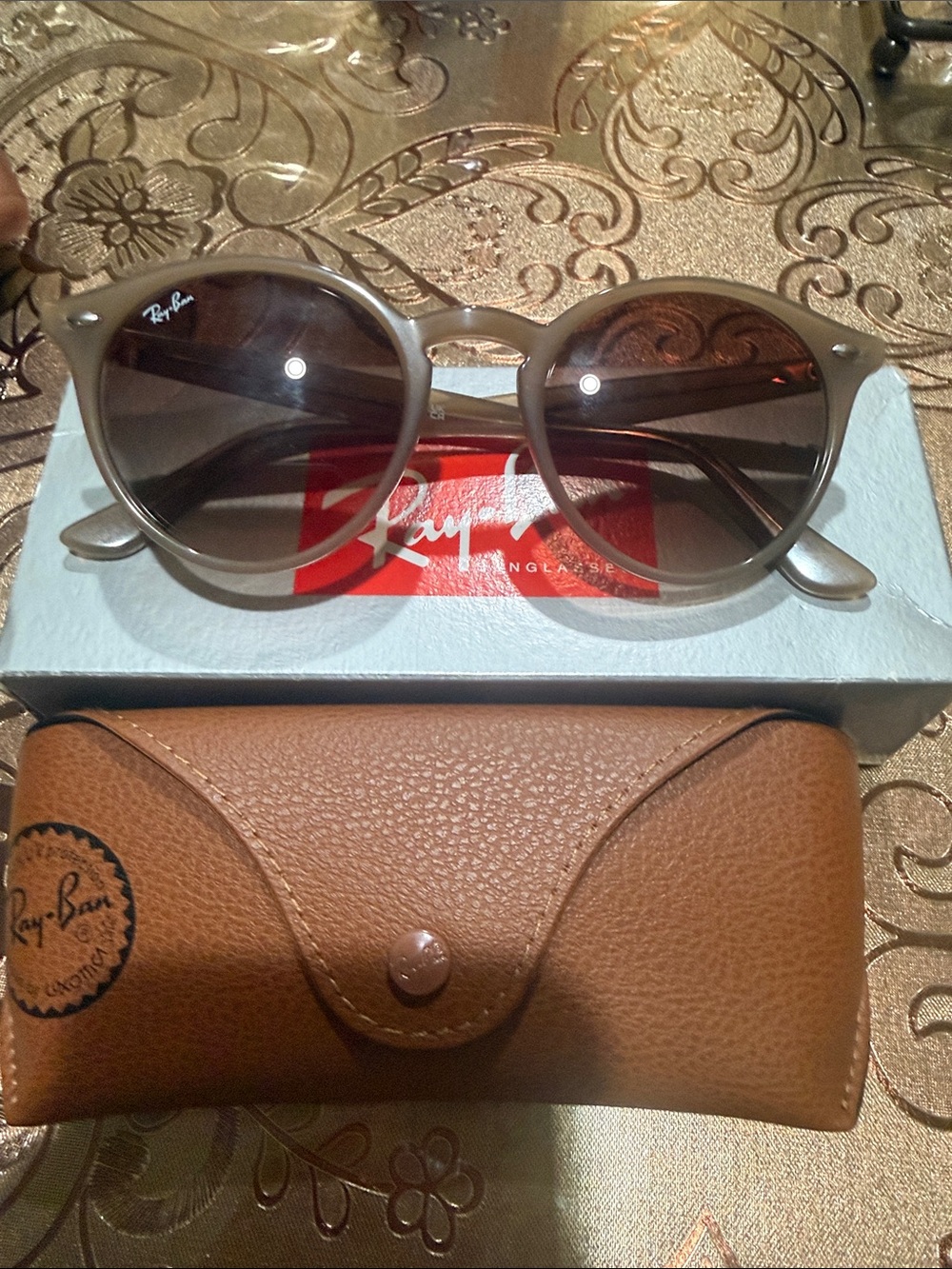 Ray-Ban Women's Tan Frame Sunglasses with Brown Lenses